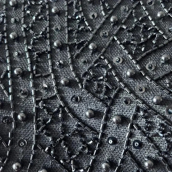 Vintage Victoria Black Silk Beaded Sequin Ball Gown Evening Dress Size 10 - Picture 15 of 15